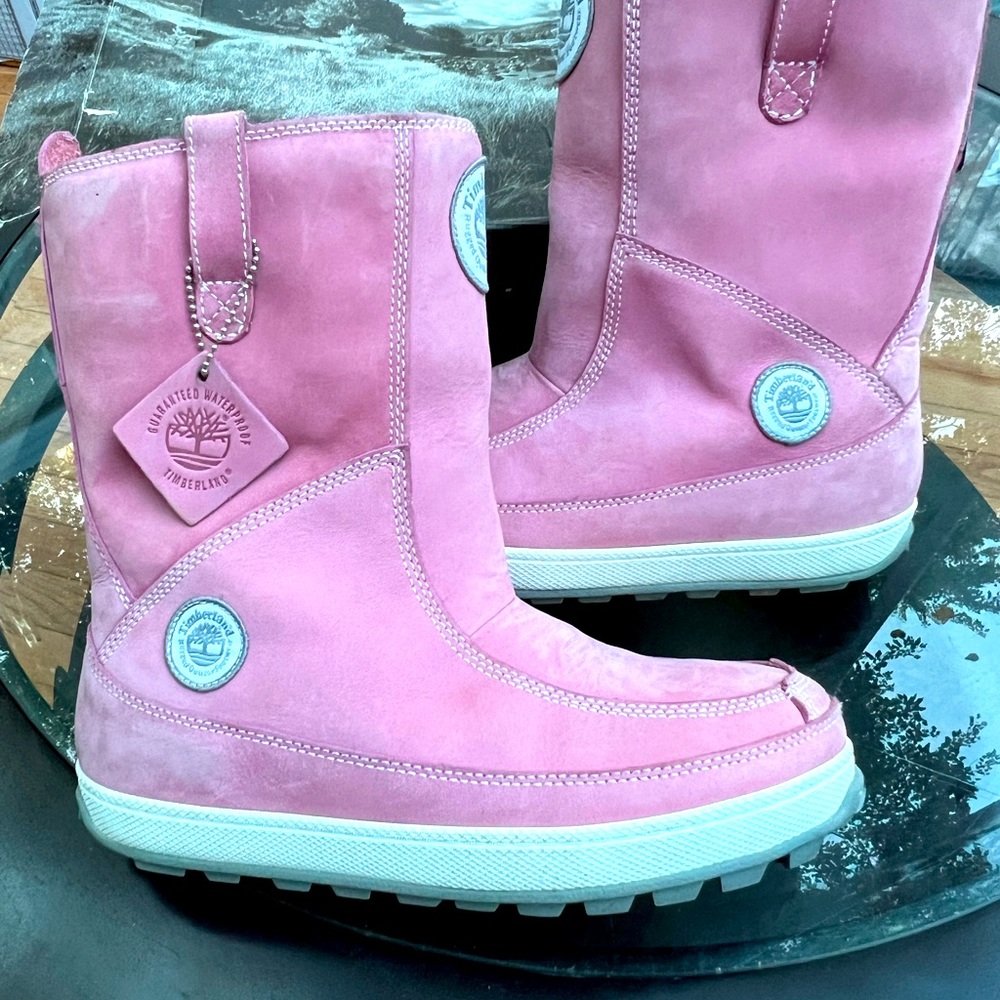 Pink Timberland Mukluk boots